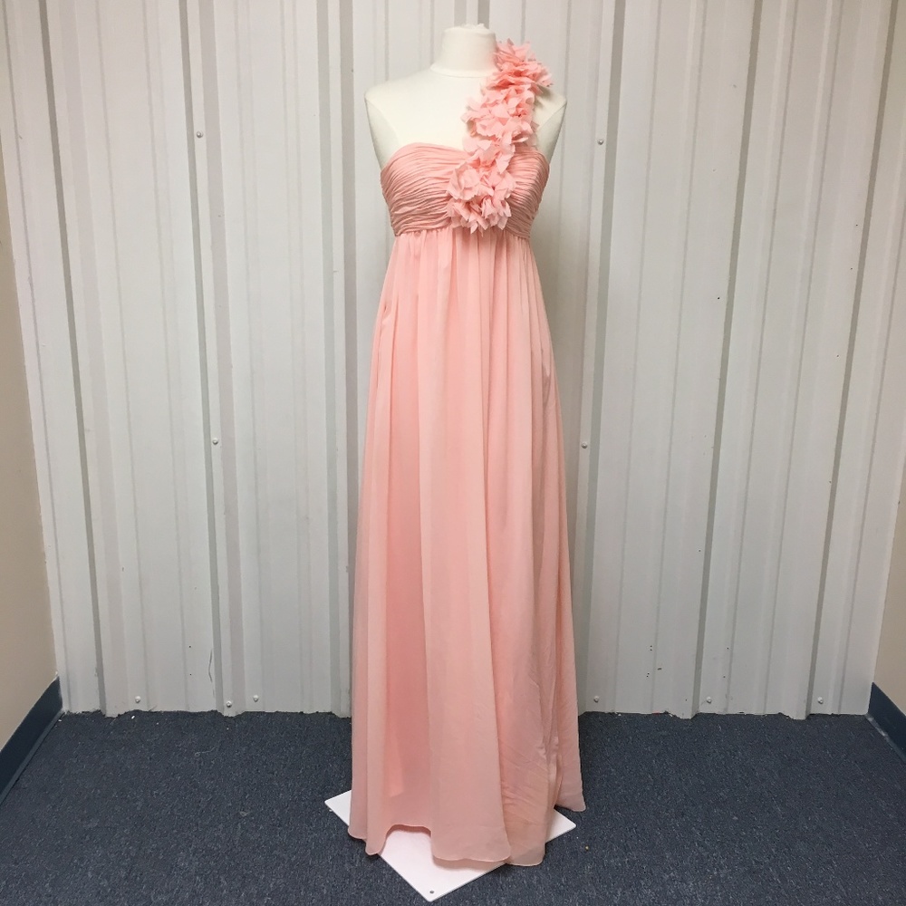 One Shoulder Chiffon Prom Dress with Ruffle Detail